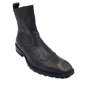 Mark Nason 71788 Men's size 9.5 Brown Black leather Zip Lounge Ankle Boots